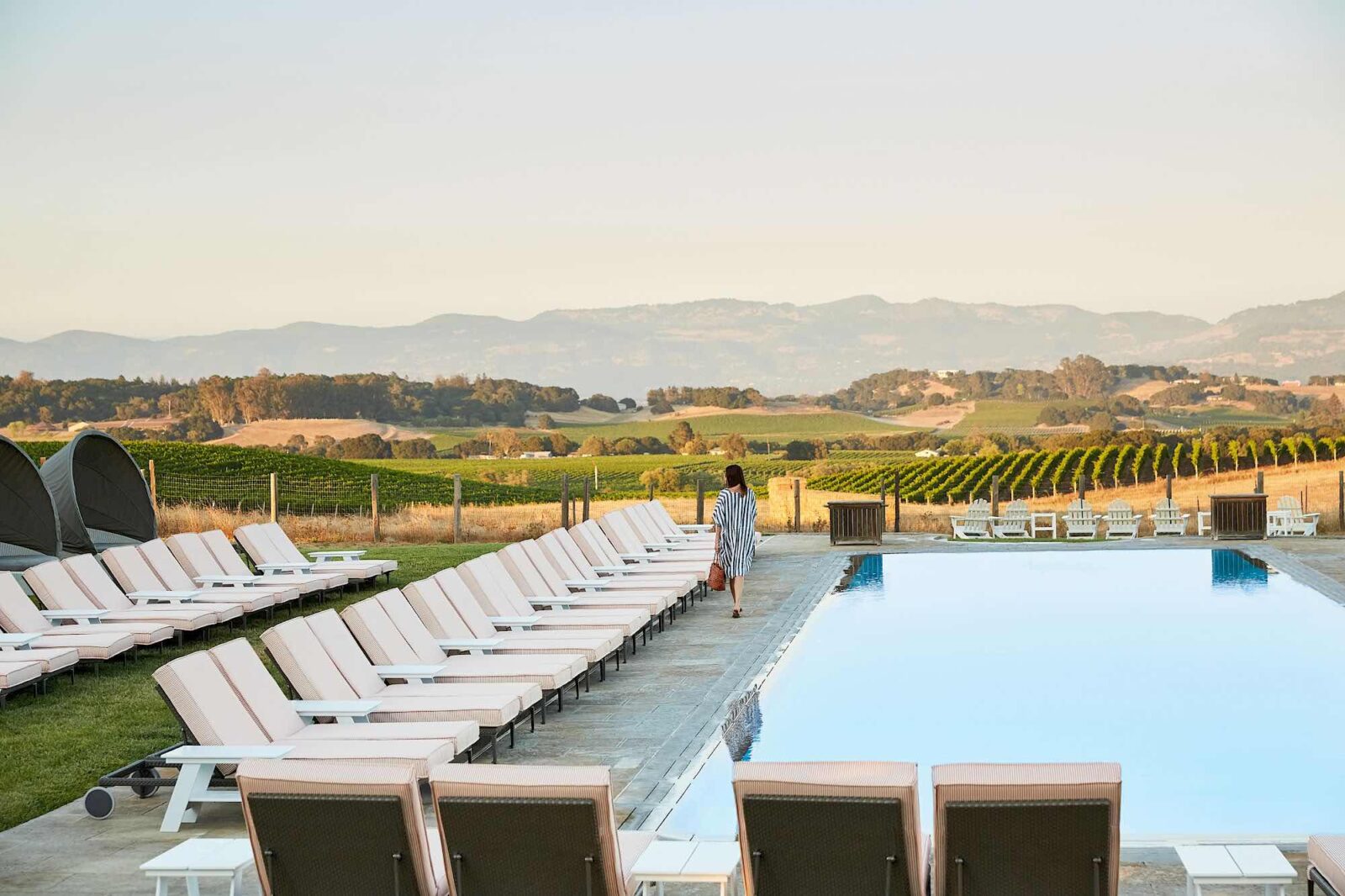 Carneros Resort & Spa outdoor pool and view over vineyards spa hotels in Napa