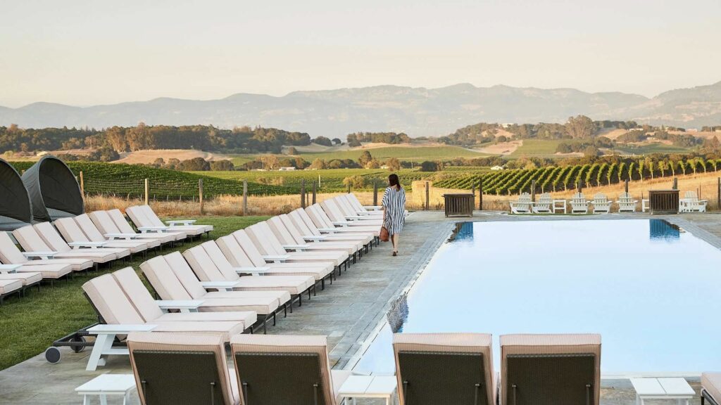 MFI-Carneros Resort & Spa outdoor pool and view over vineyards spa hotels in Napa