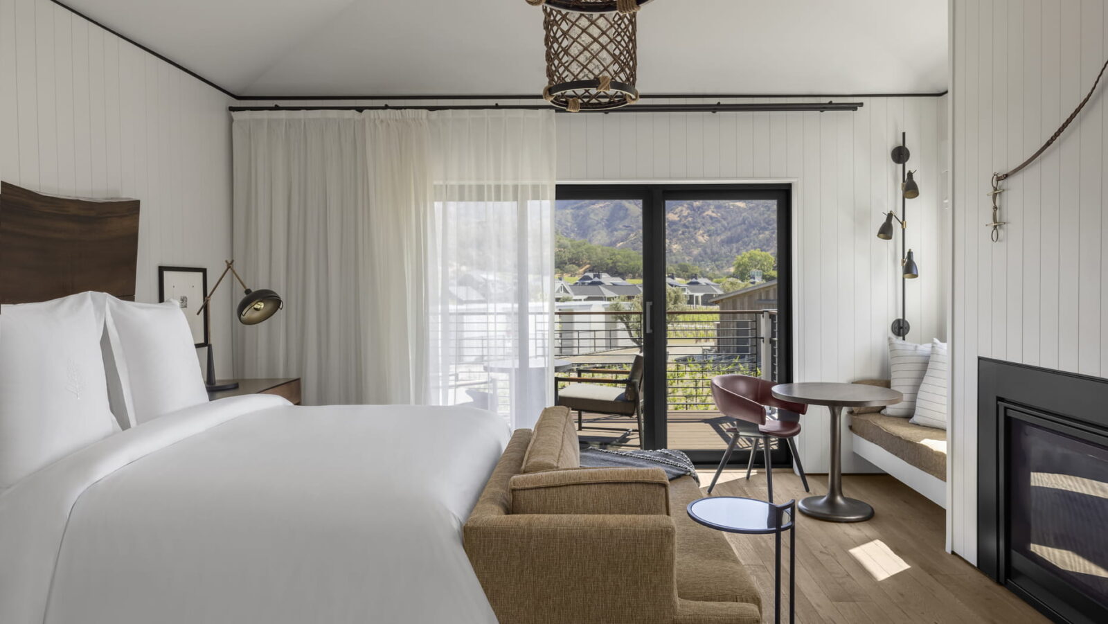 Four Seasons resort Napa Valley bedroom with vineyard view