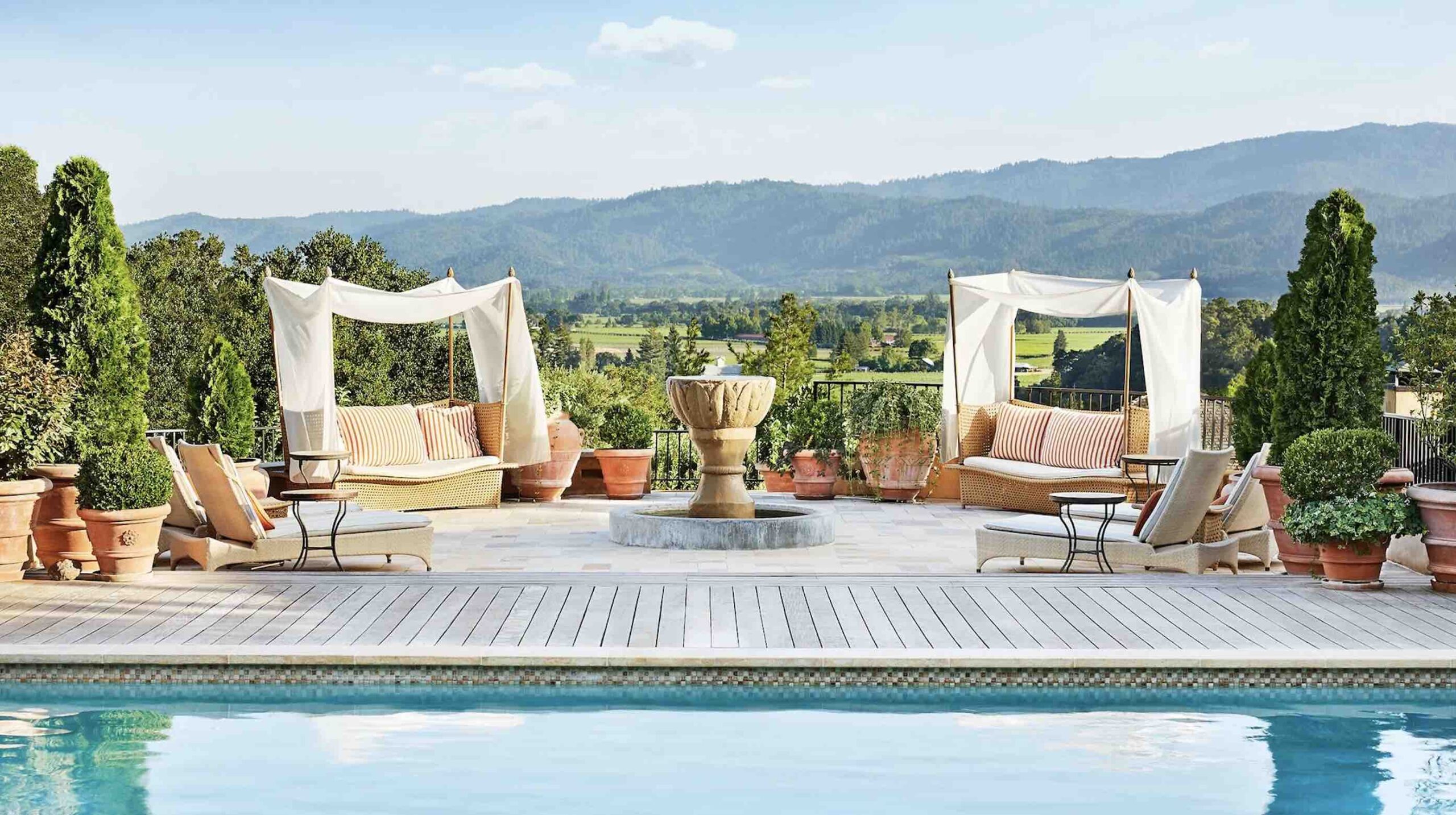 Auberge du Soleil pools and loungers at one of the best luxury Napa hotels