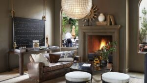 North Block Hotel, Yountville one of the best boutique hotels in Napa Valley roarong fireplace and people at table